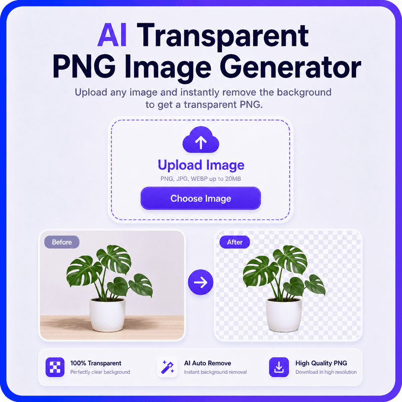 Free AI Transparent PNG Generator Online – Create PNG with Transparent Background Free AI Transparent PNG Generator Online – Create PNG with Transparent Background